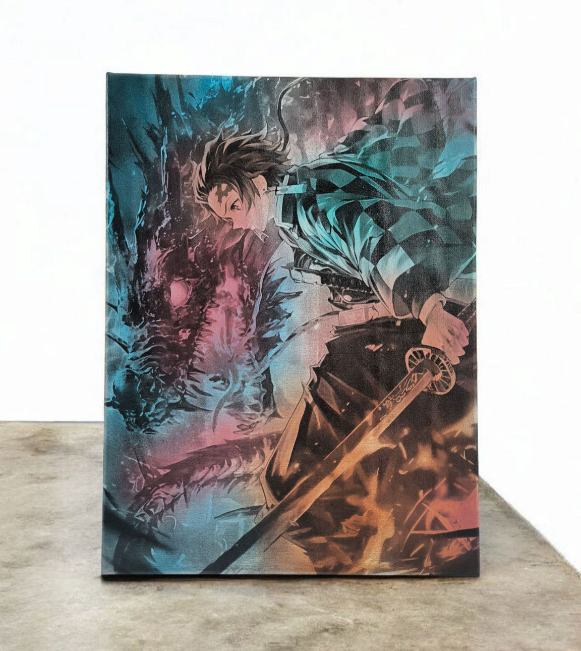 Tableau Manga DEMON SLAYER #2 Peint à la main et gravé au Laser