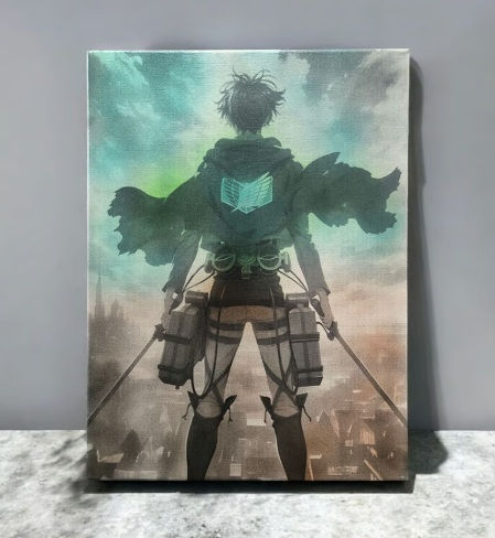 Tableau Manga ATTAQUE DES TITANS #3 Peint à la main et gravé au Laser