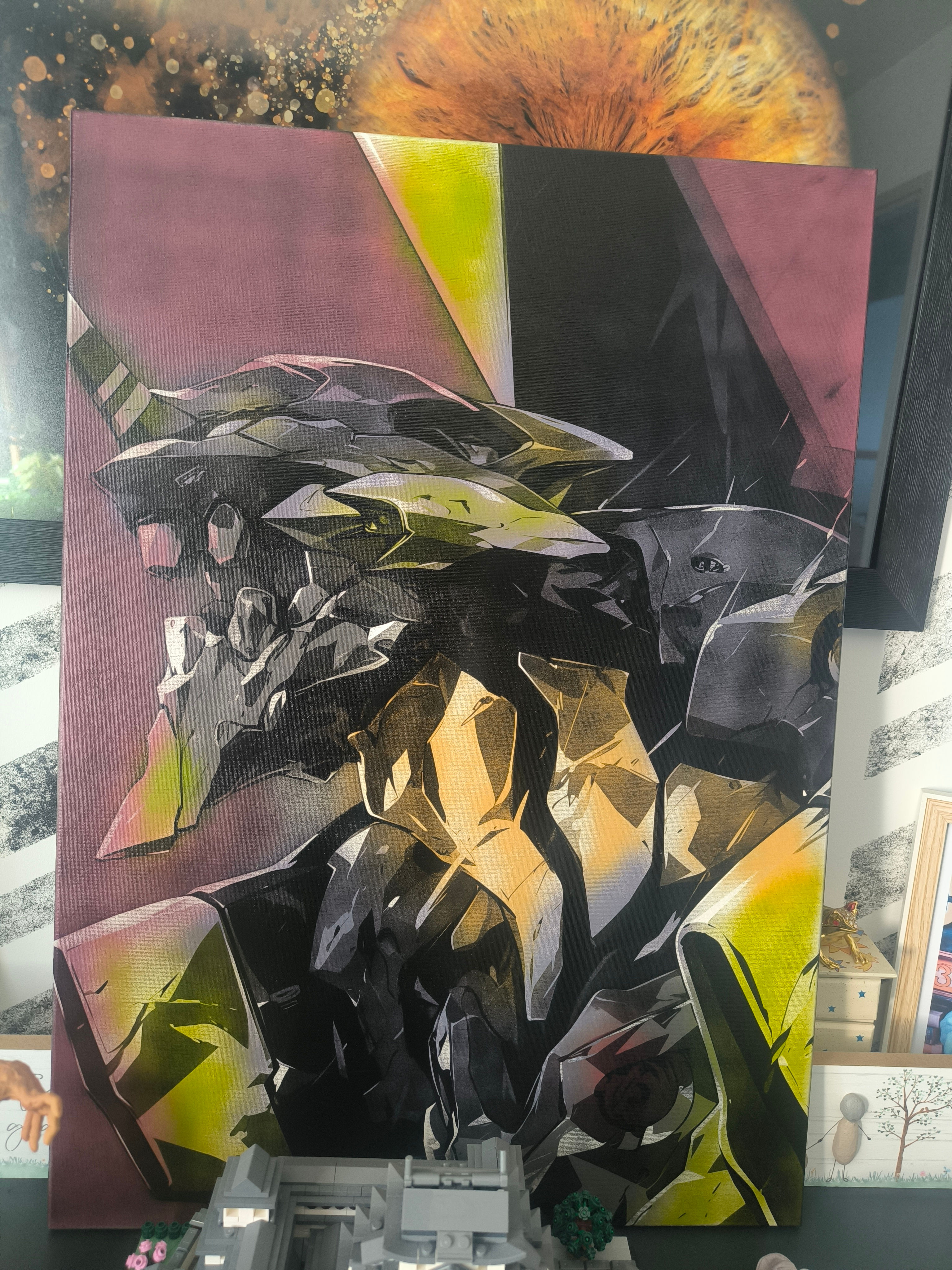 Tableau Evangelion EVA peint à la main à l’aérosol et gravé au laser