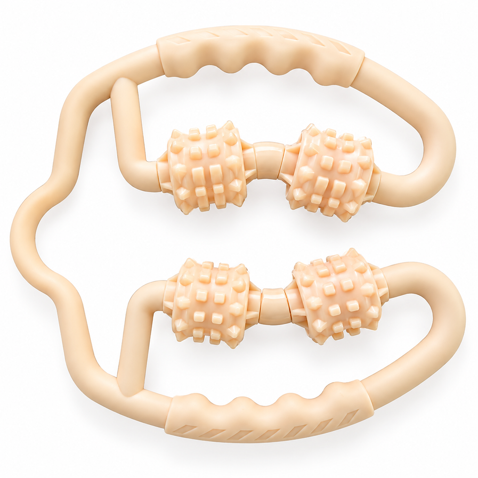Cream ring roller massager with four spiked rollers inside a ring-shaped frame — TSports Dubai