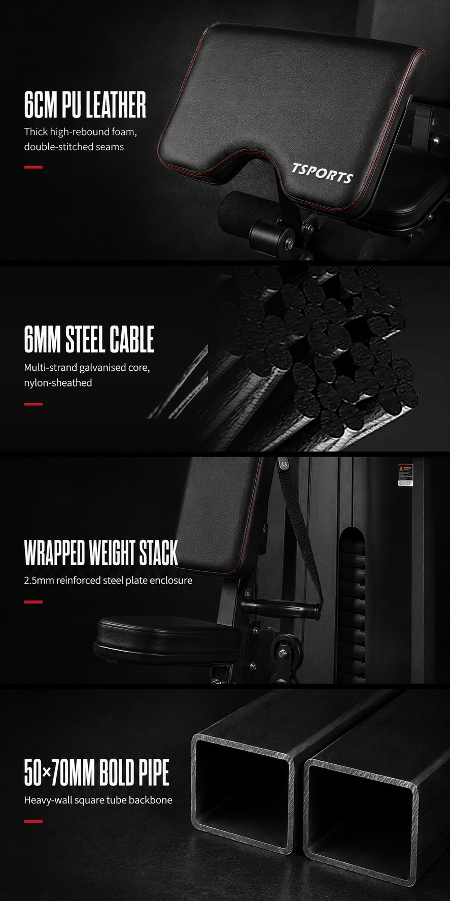 Three-station multi-gym detail sheet