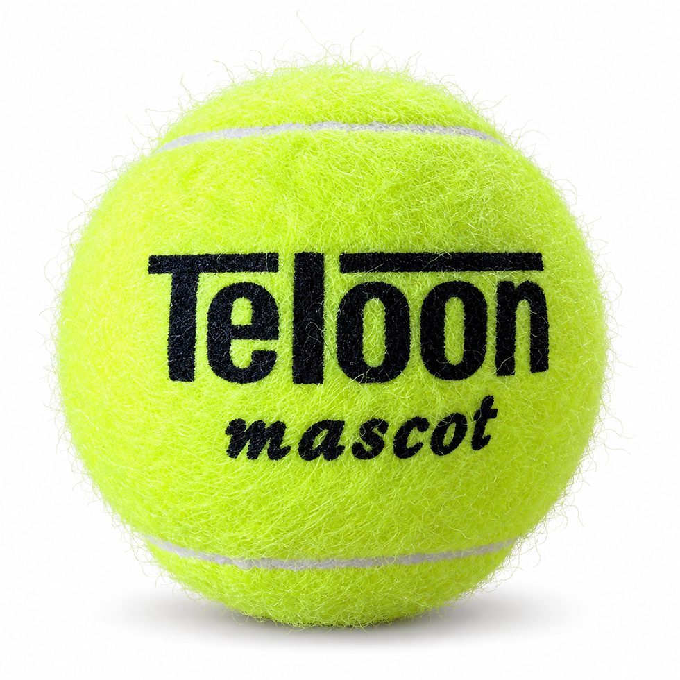 Optic yellow felt tennis ball, front view with the printed logo — TSports Dubai