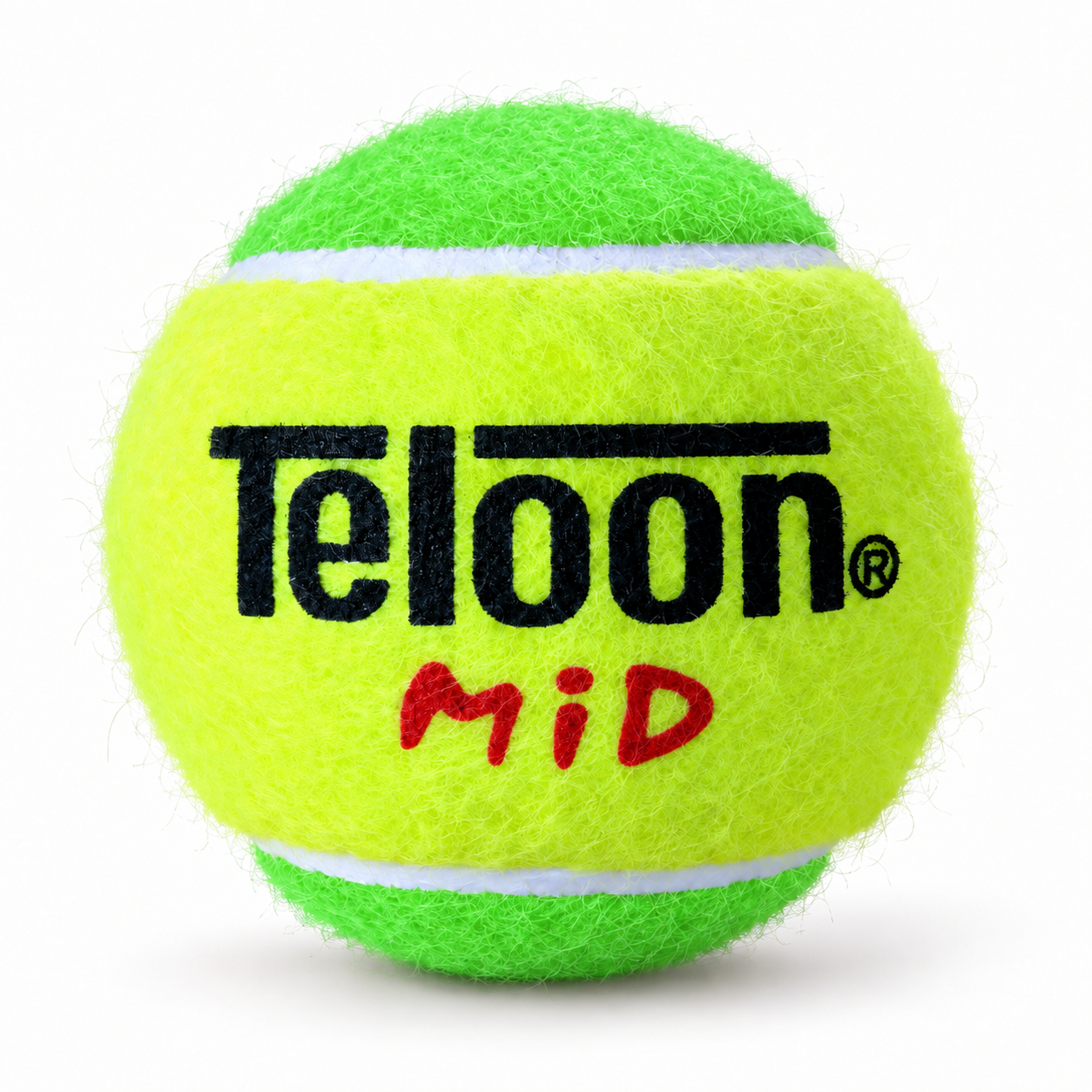 Stage 1 junior tennis ball, half green and half yellow, front view — TSports Dubai