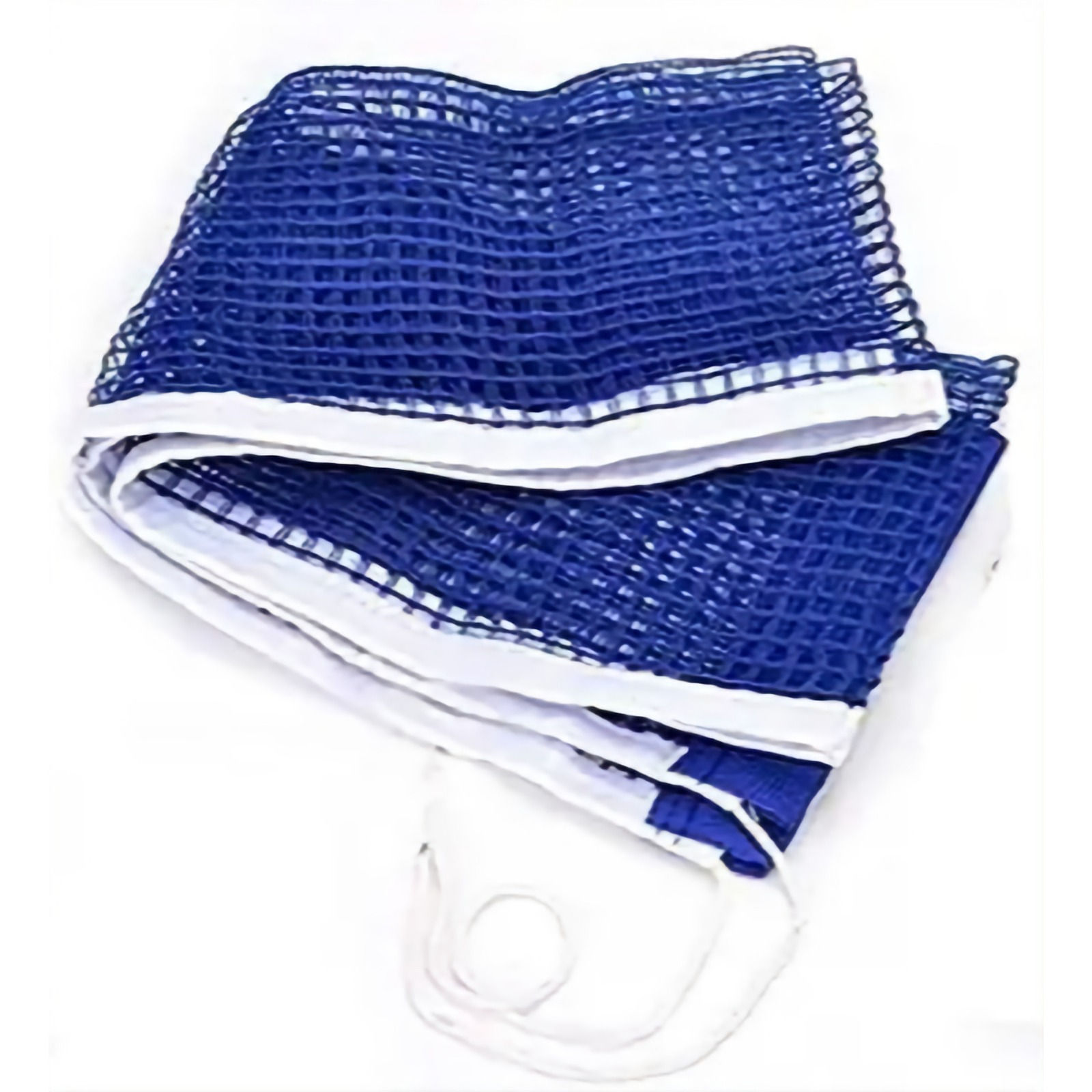 Blue table tennis net folded flat with its clamp posts — TSports Dubai