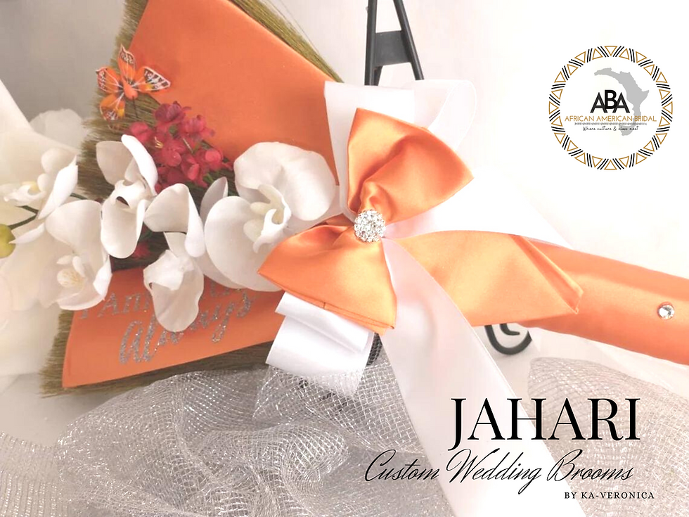 Thumbnail: Product: The JAHARI™ 36" Personalized Wedding Broom for your jumping the broom ceremony (Orange) African American Bridal 