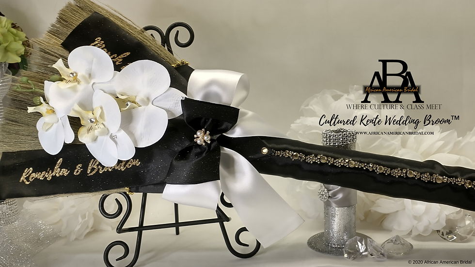 Thumbnail: Product: The JAHARI™ 36" Personalized Wedding Broom for your jumping the broom ceremony|  Black | African American Bridal 