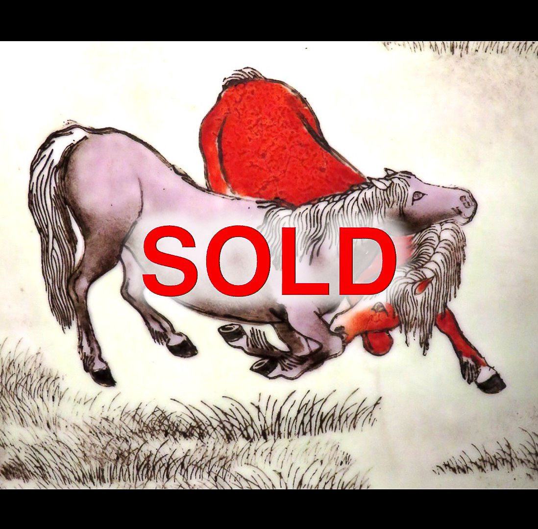 Large Chinese Famille Jaune ‘Eight Horses of Wang Mu’ Jingdezhen Porcelain Vase