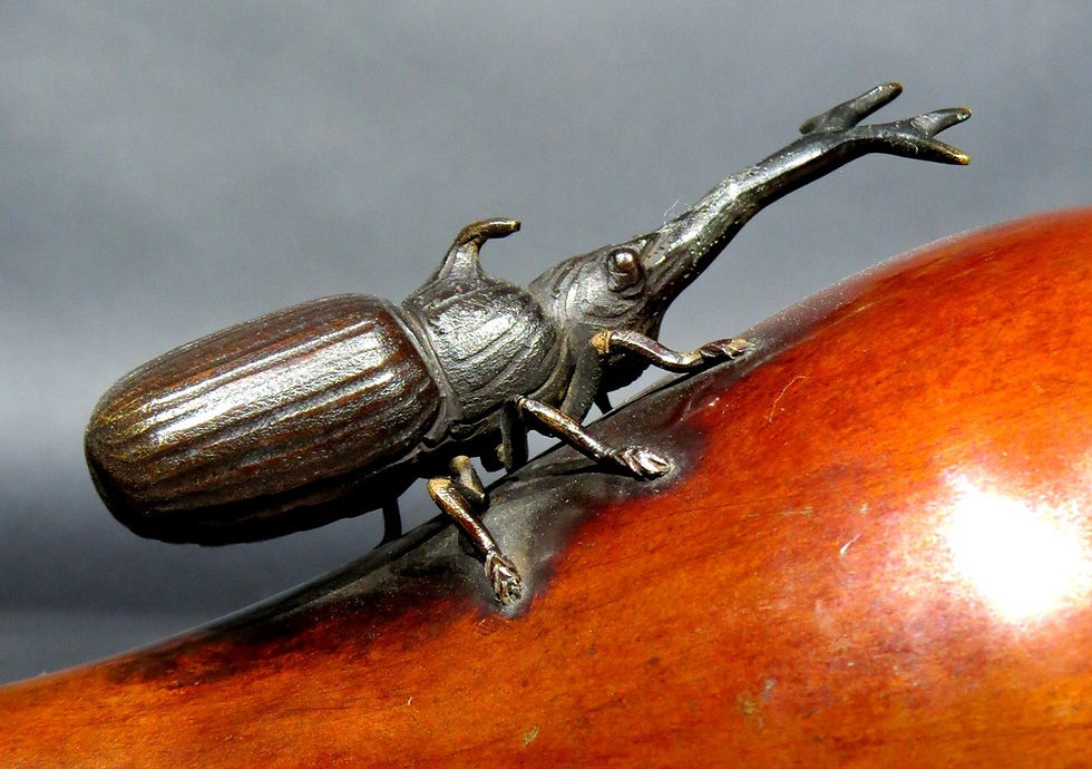 Thumbnail: A Very Fine 19th C. Japanese Bronze 'Kabutomushi' Vase, Meiji Period (1868-1912)