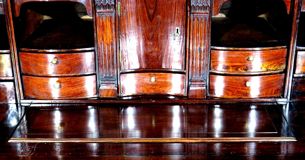 Thumbnail: A Very Fine & Rare 18th Century Chinese Export Padouk Block-Front Bureau, Canton