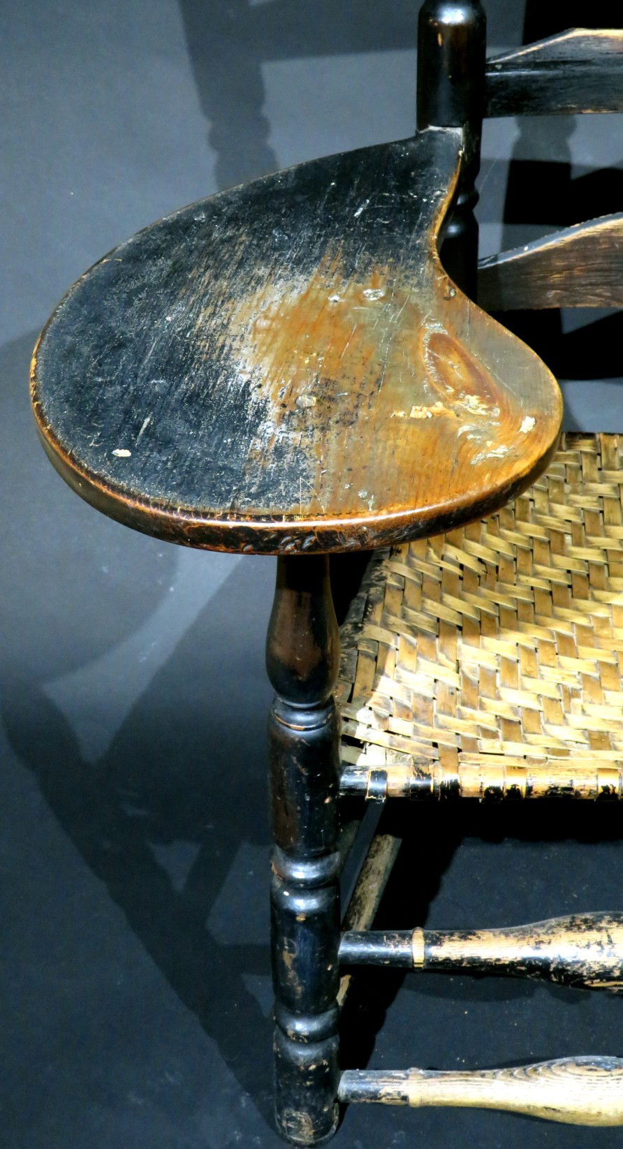 Thumbnail: An 18th Century Ebonized Ladderback Writing Chair, New England Circa 1750