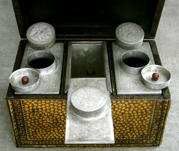 Thumbnail: An Exceptional 19th Century Chinese Export Black Lacquer Tea Caddy, Guangzhou