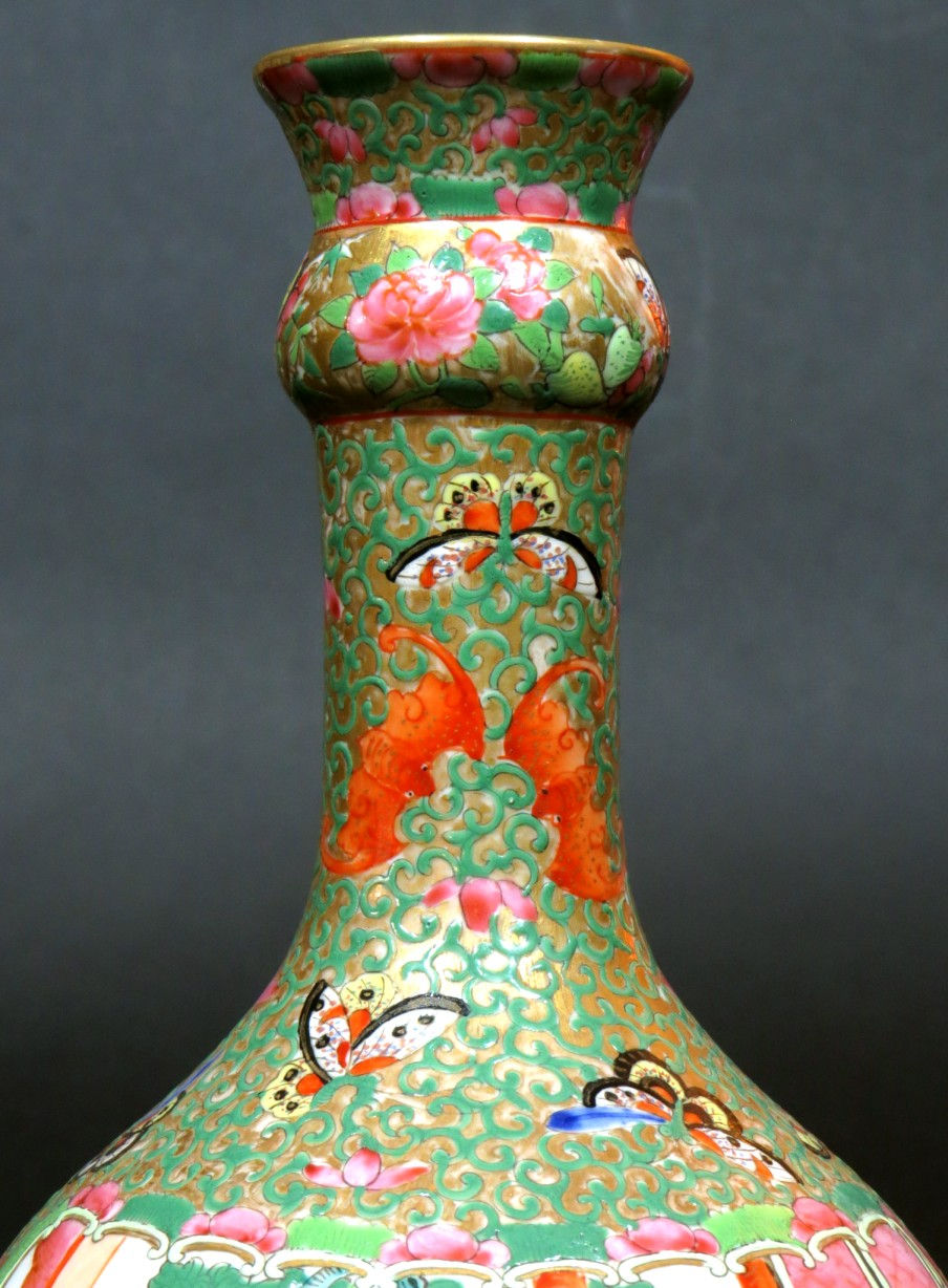 Thumbnail: A 19th Century Chinese Enamelled Canton Porcelain Bottle Vase, Late Qing Period