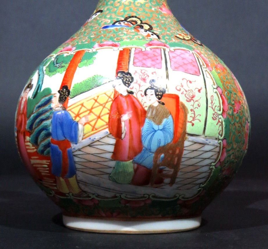 Thumbnail: A 19th Century Chinese Enamelled Canton Porcelain Bottle Vase, Late Qing Period