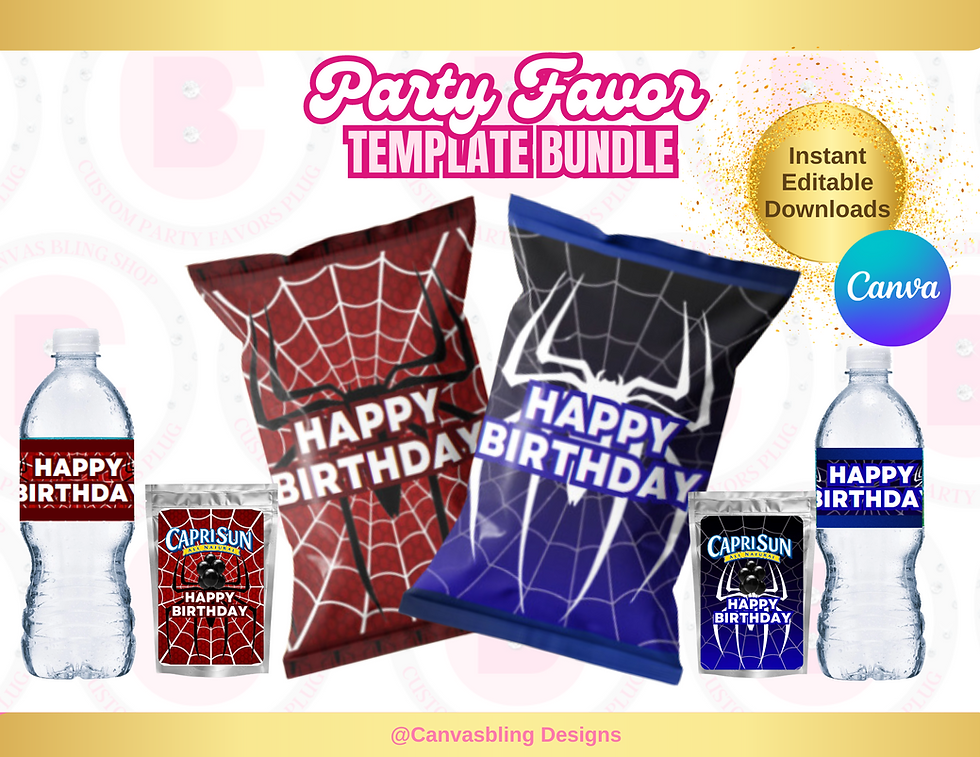 Spider Template Bundle Editable Canvas Bling