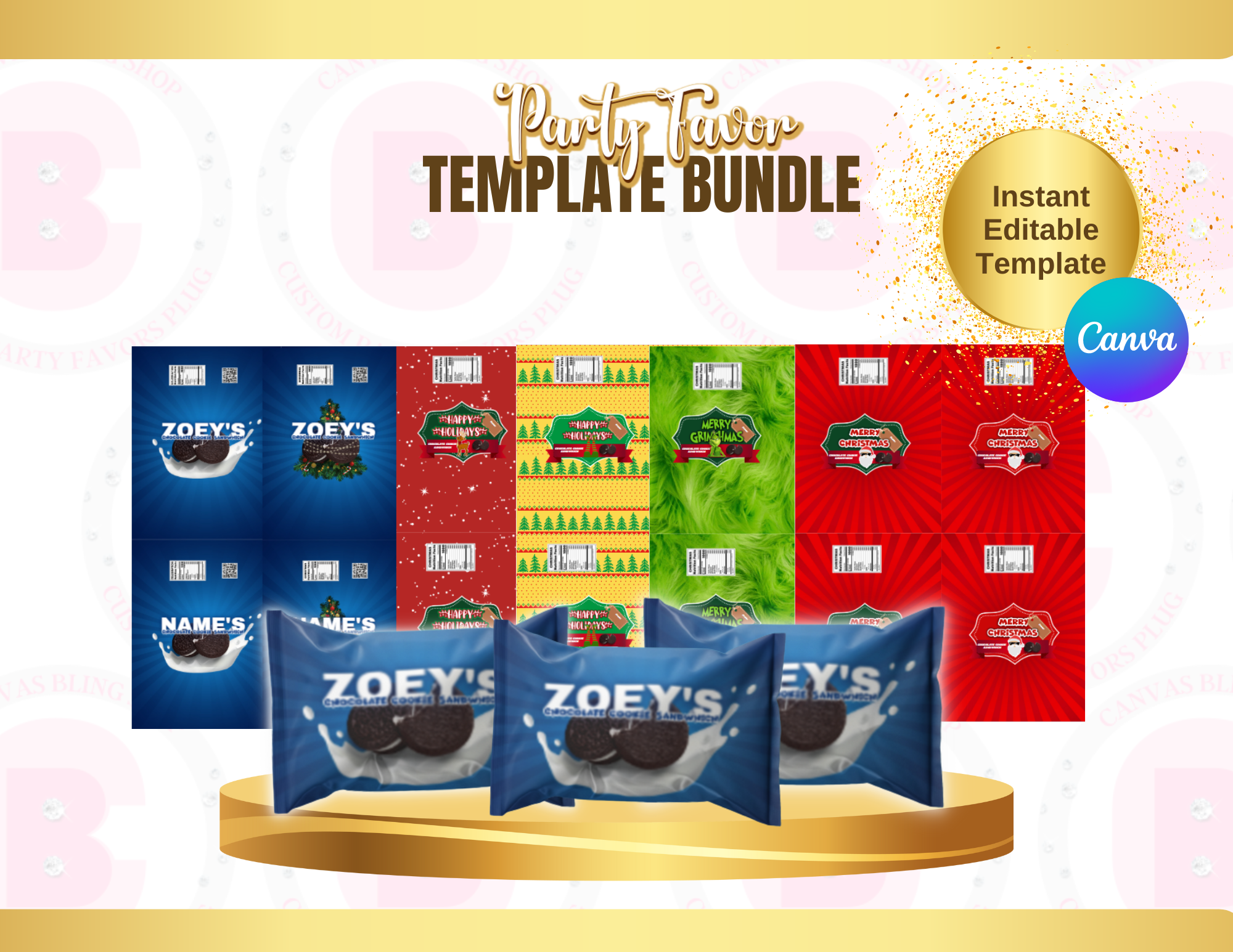 Mini Chocolate Cookie Xmas Template Bundle (editable)