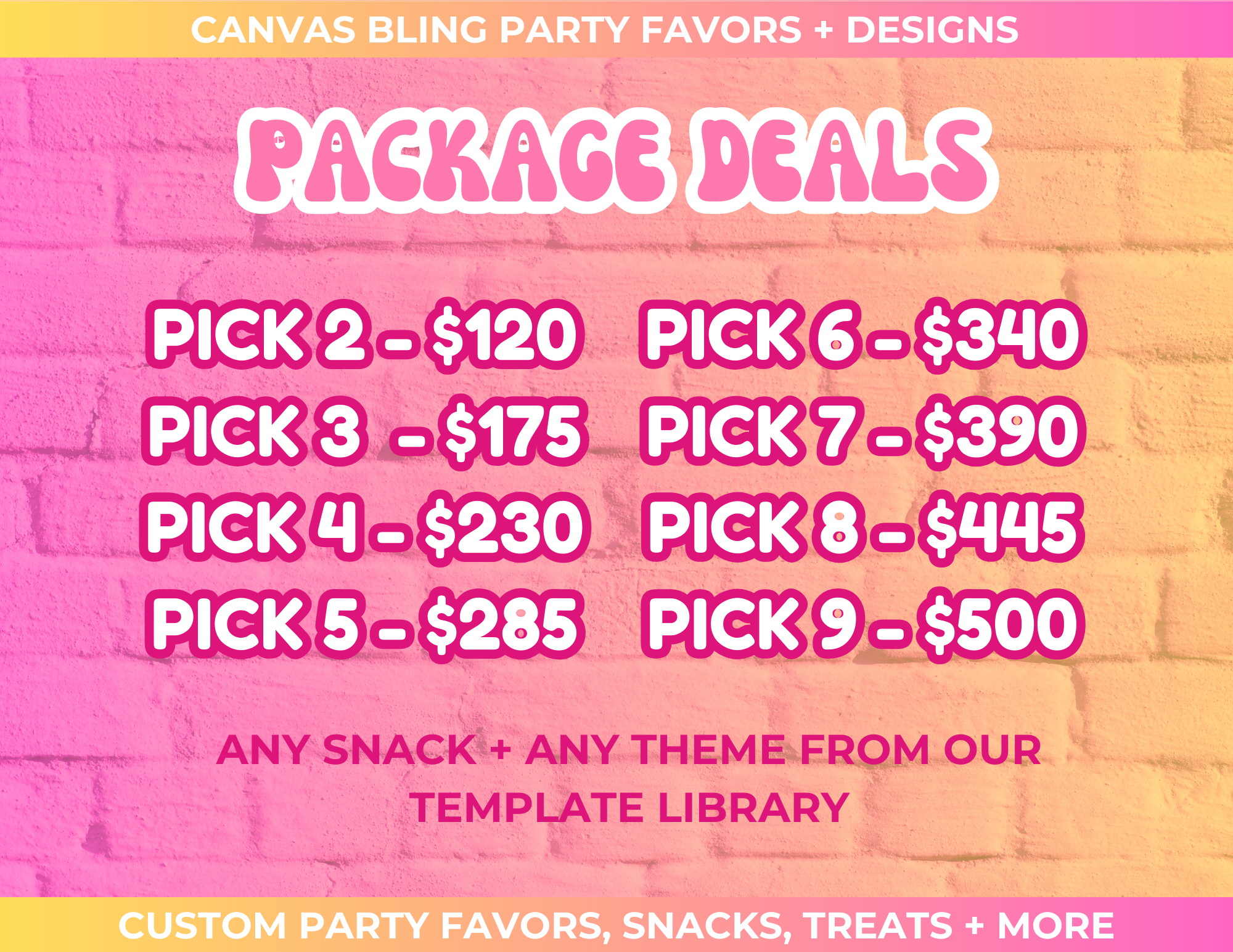 Party Favor Package Deals