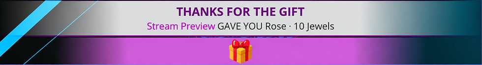 Prévia de um alerta de YouTube Gift agradecendo um espectador por uma Rose no valor de 10 Jewels.