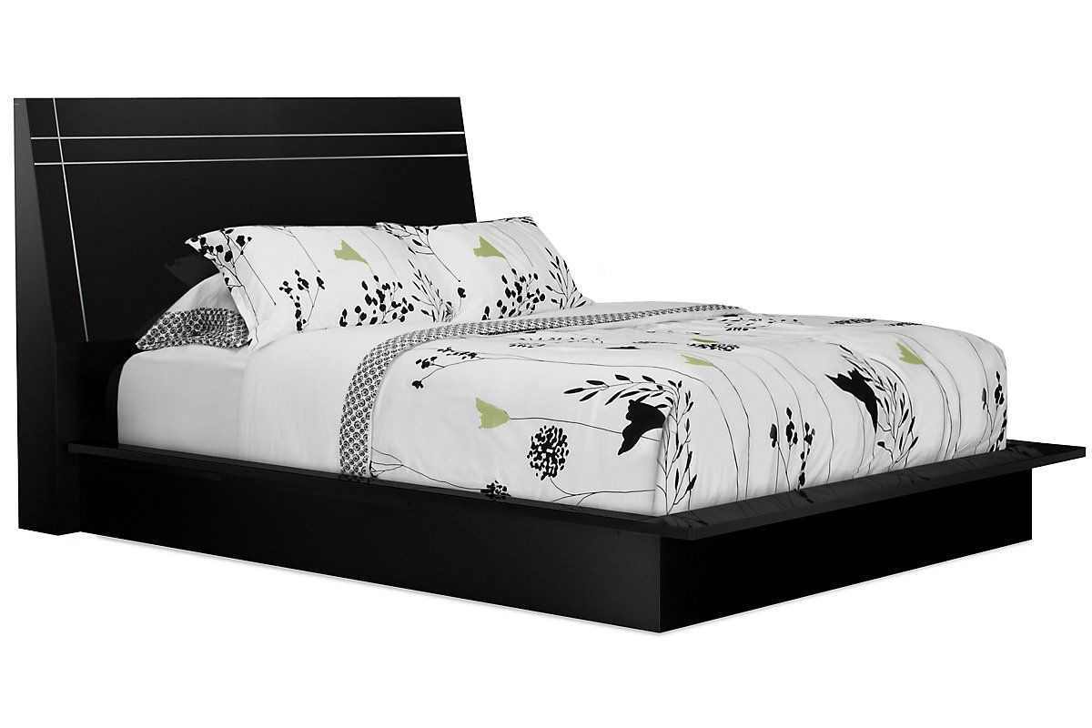 Arianna Black Wood Platform Bed, Queen