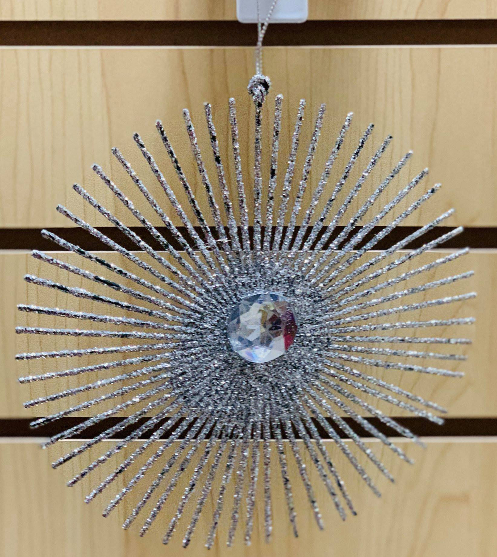 Silver Starburst Hanging Ornament, 6-in