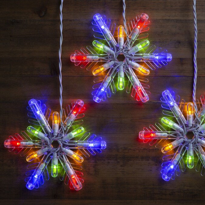 Thumbnail: GE Multi-Function Dual Colour LED Snowflake Warm White & Multi Icicle Light,8-ct