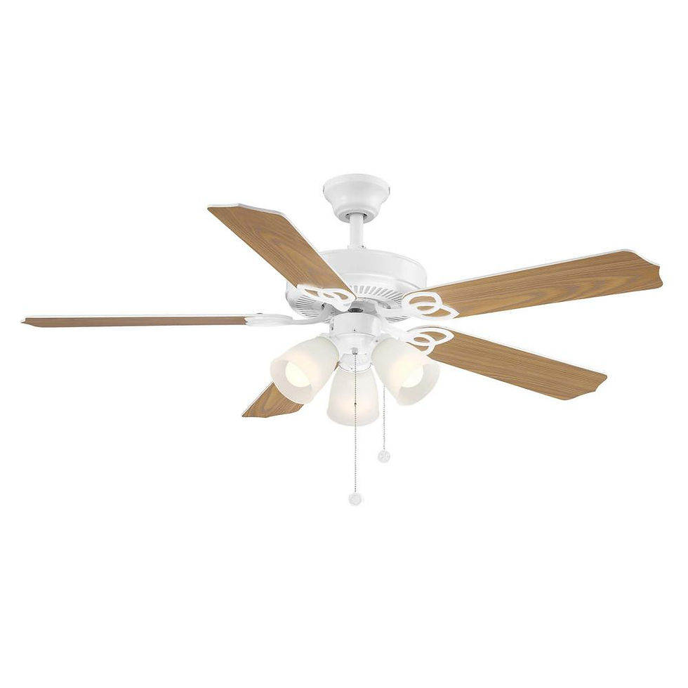 Miniatura: Indoor White Ceiling Fan with LED Light Kit, 52-in
