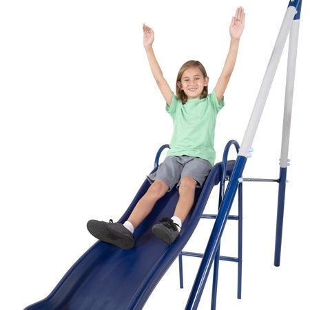 Thumbnail: Metal Swing Set with Slide, Swings, Flying Glider and Trapeze Bar
