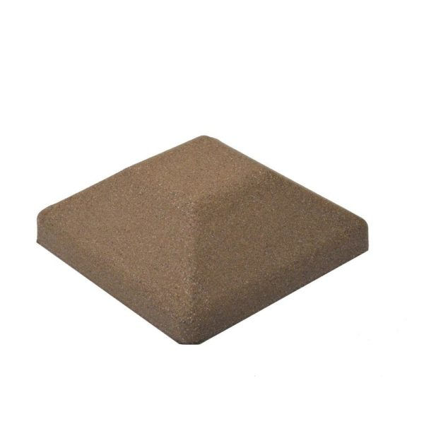 Faux Stone Composite Square Fence Post Cap, 5-in X 5-in, Brown