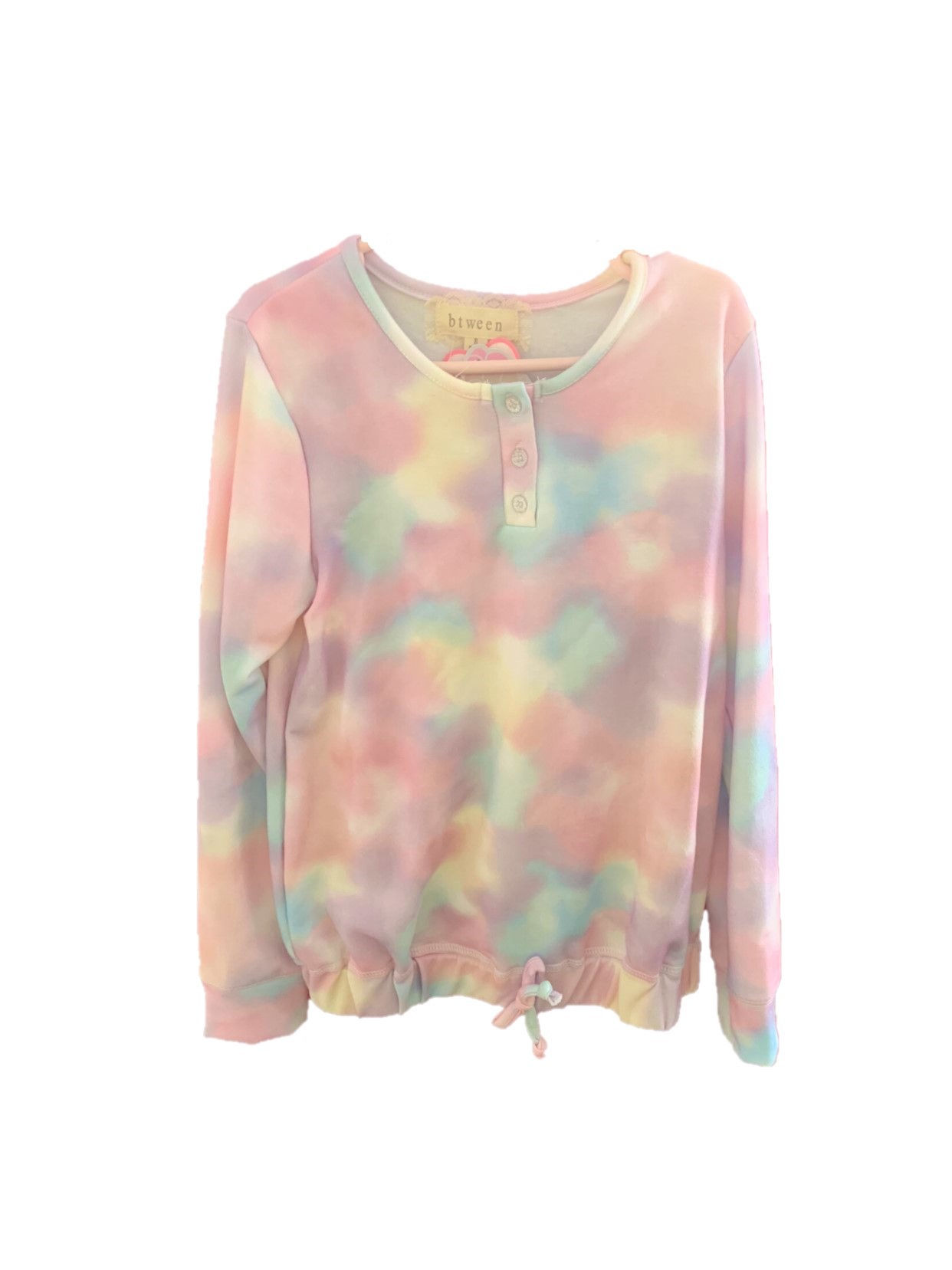 Btween Girls Rainbow Tie Dye Long Sleeve Top with Scrunchie, Size 5
