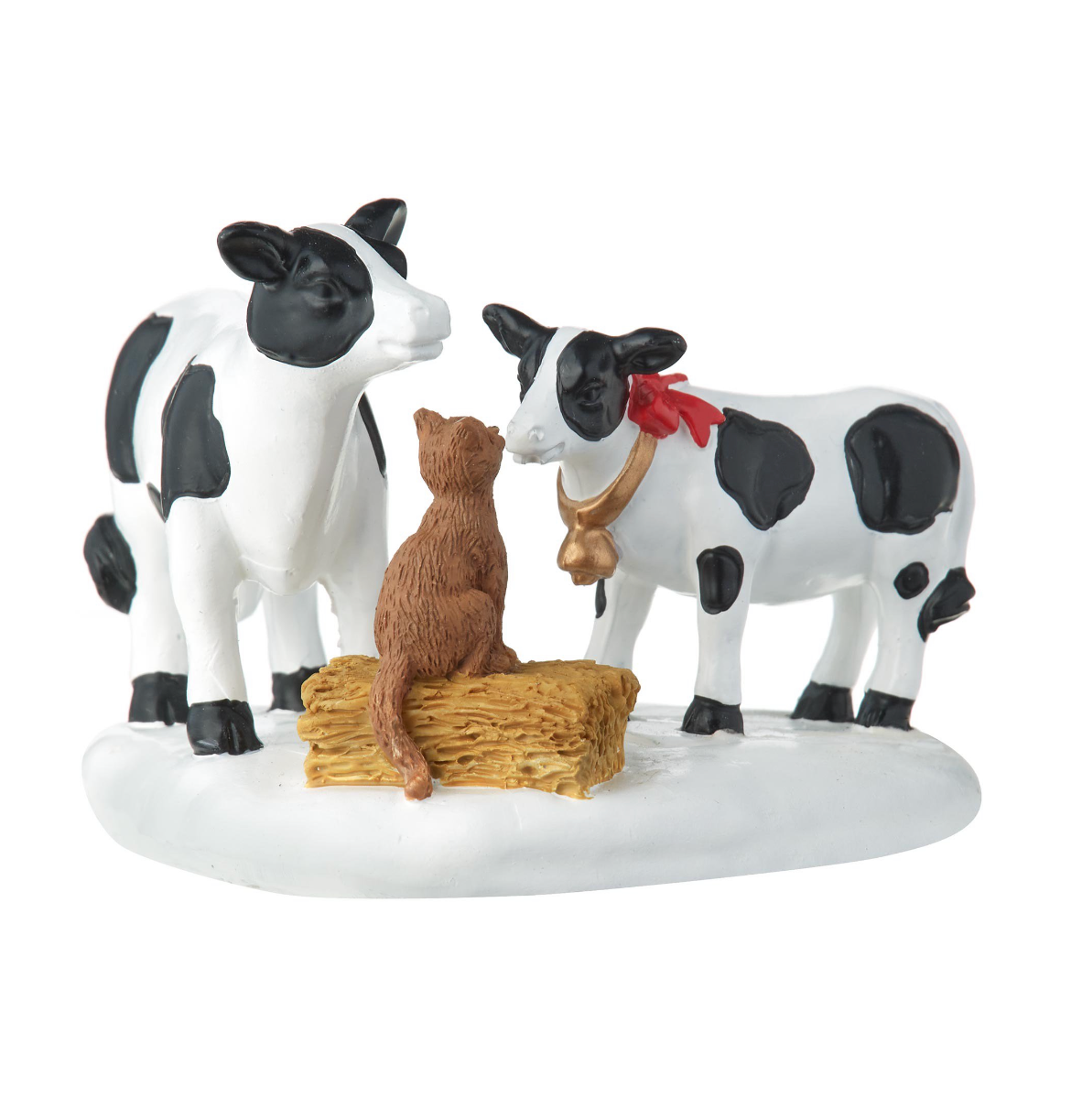 Christmas Village Holiday Cow Figure