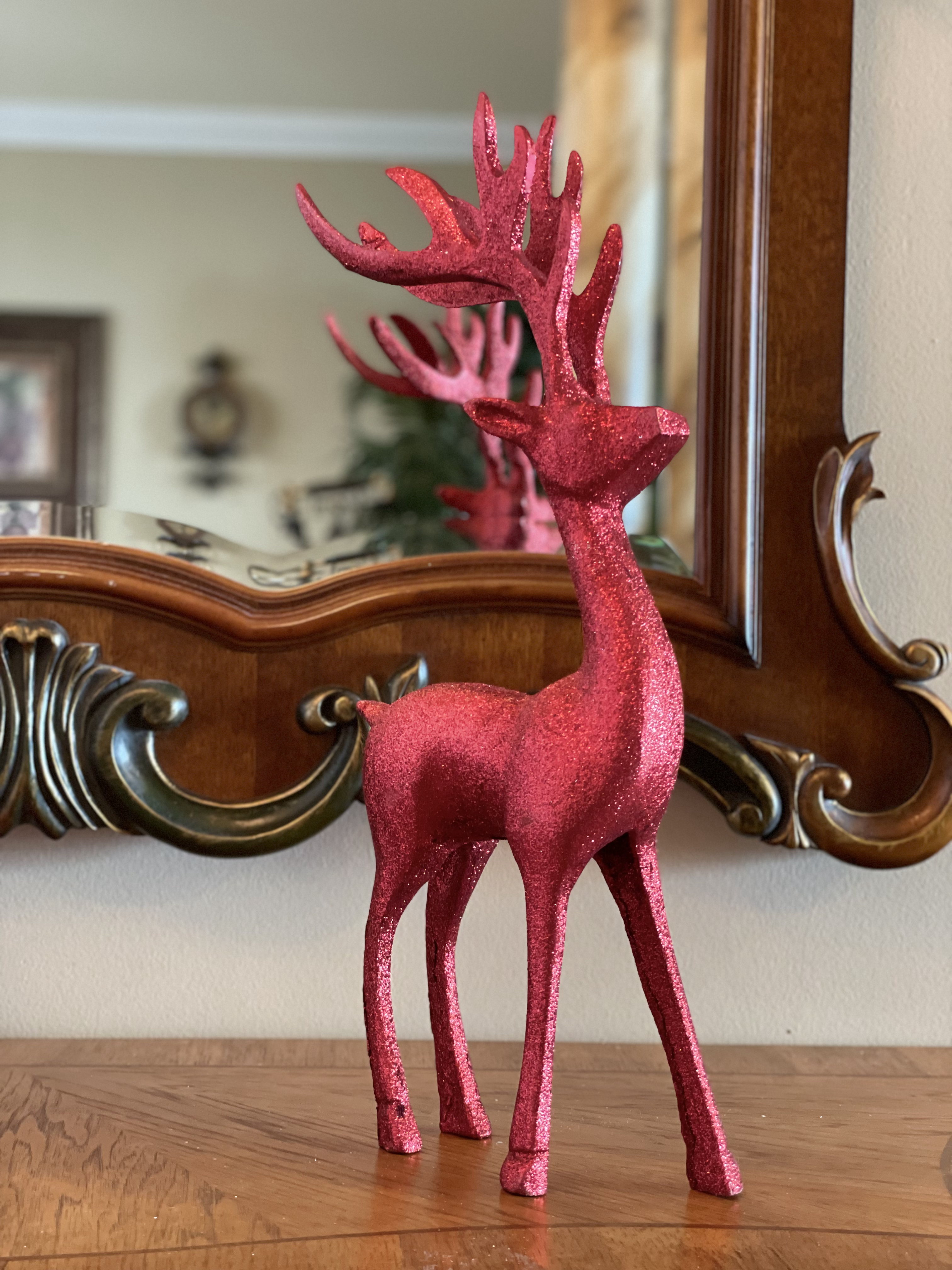 Red Glitter Reindeer, 19-in