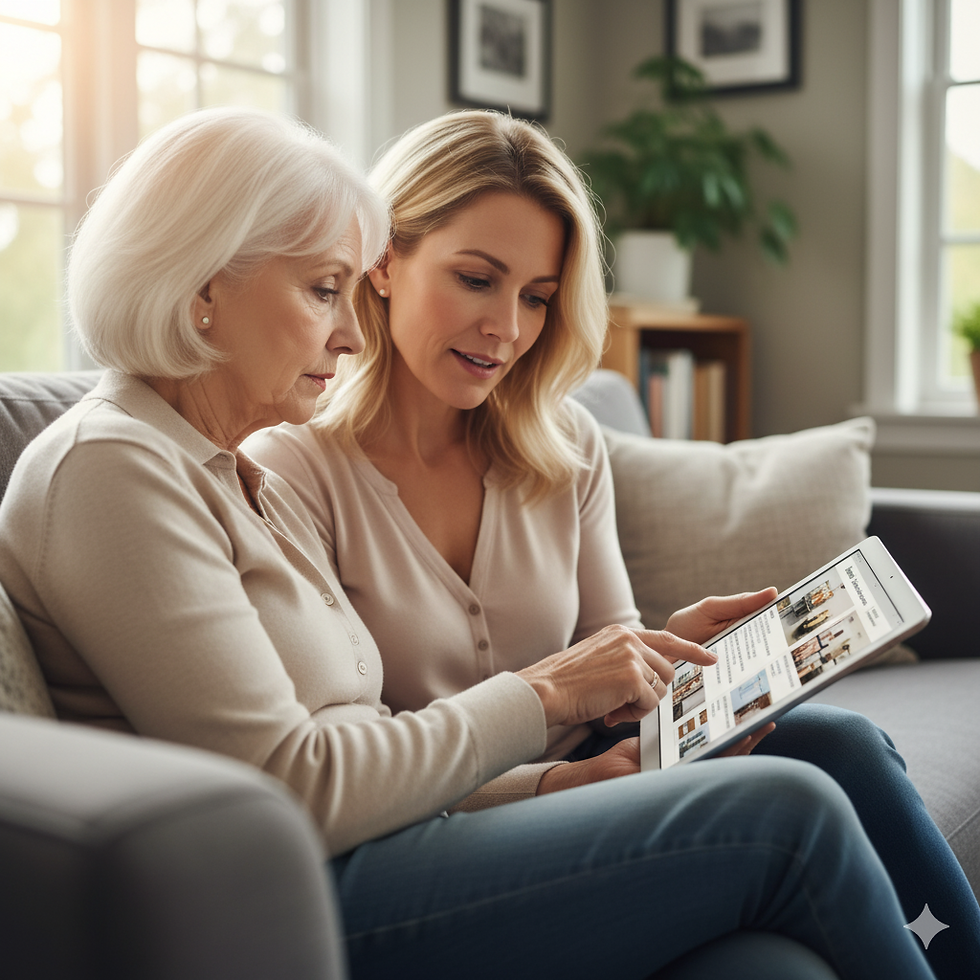 Angehörige informieren Seniorin über neue Wohnmöglichkeiten in Hannover