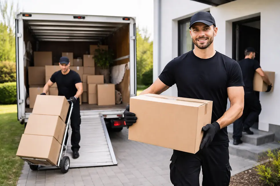 Umzugshelfer in Hannover beim Kisten tragen
