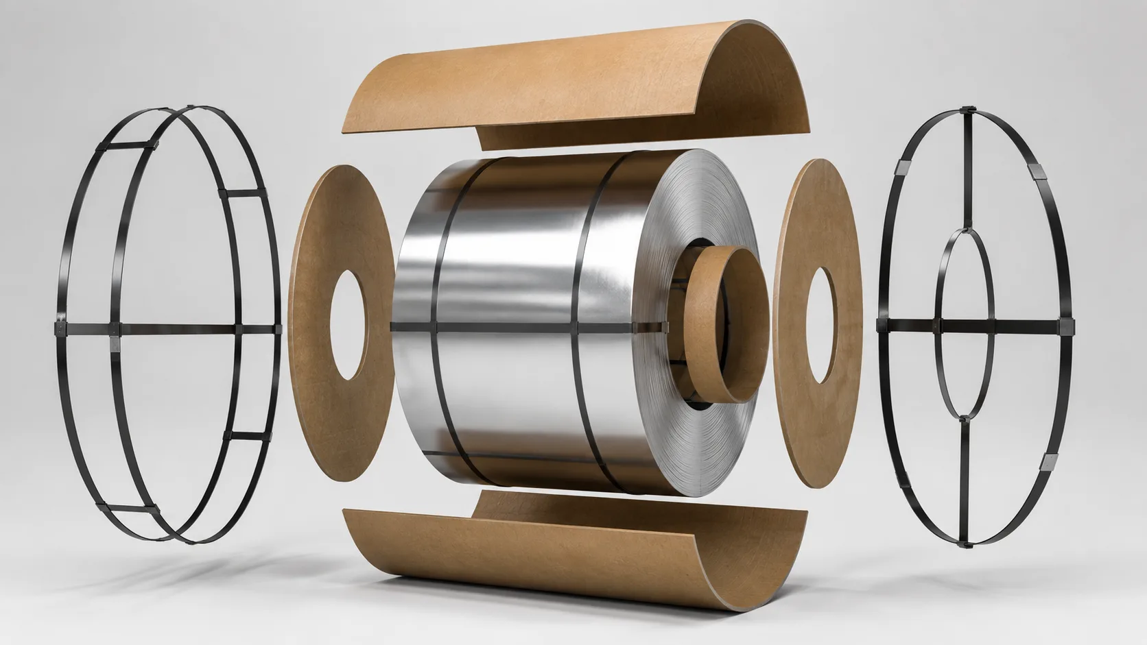 Exploded view of coil packaging system