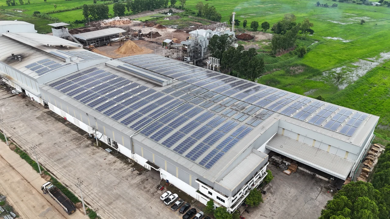 Solar panels installed across the AAF factory roof
