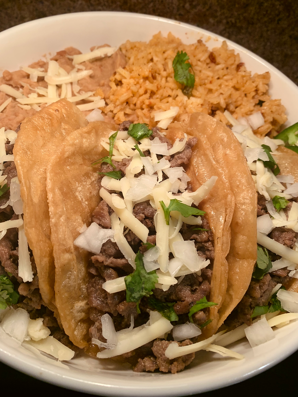 Steak taco dinner.
