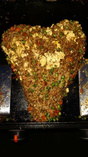 Fried rice on the Blackstone griddle. 