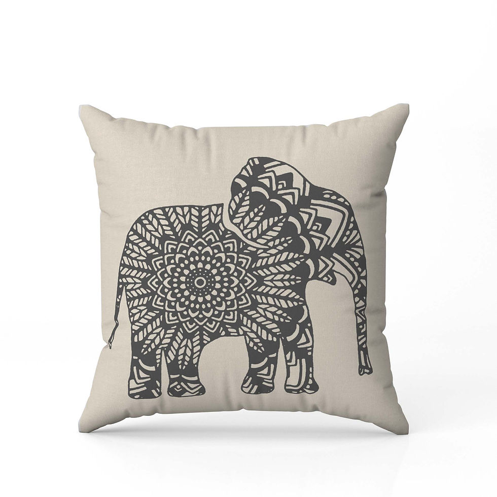 Hint Fil Desenli Dijital Baskı Kare Yastık Kırlent Kılıfı