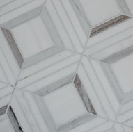Geometric mosaic floor tile close-up Geometric mosaic floor tile detail — Bloomfield Hills Michigan bathroom renovation by Costello & Co Construction