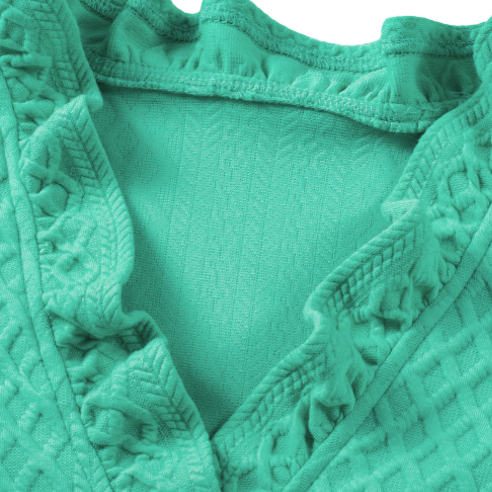 Thumbnail: Sea Green Textured Puff Sleeve Shirt Dress