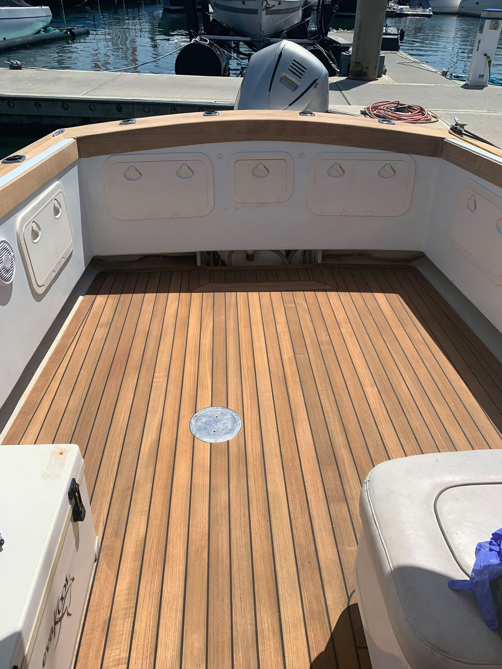 Custom teak flooring and hardwood coverbaords on gold coast boat