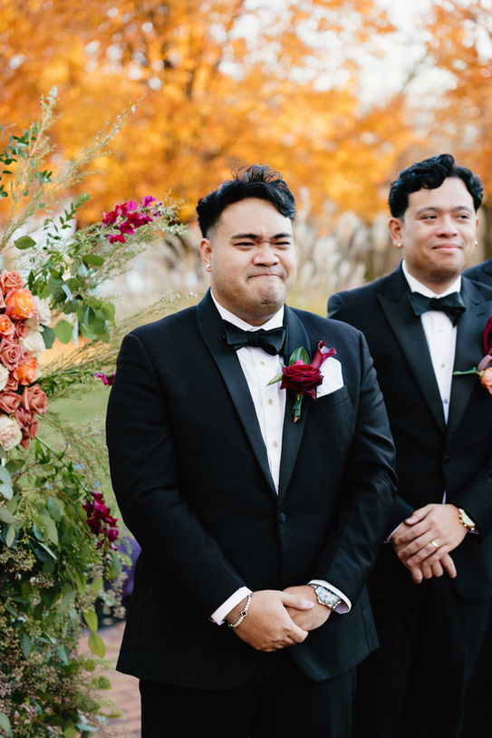 groom cries as he sees his bride for the first time