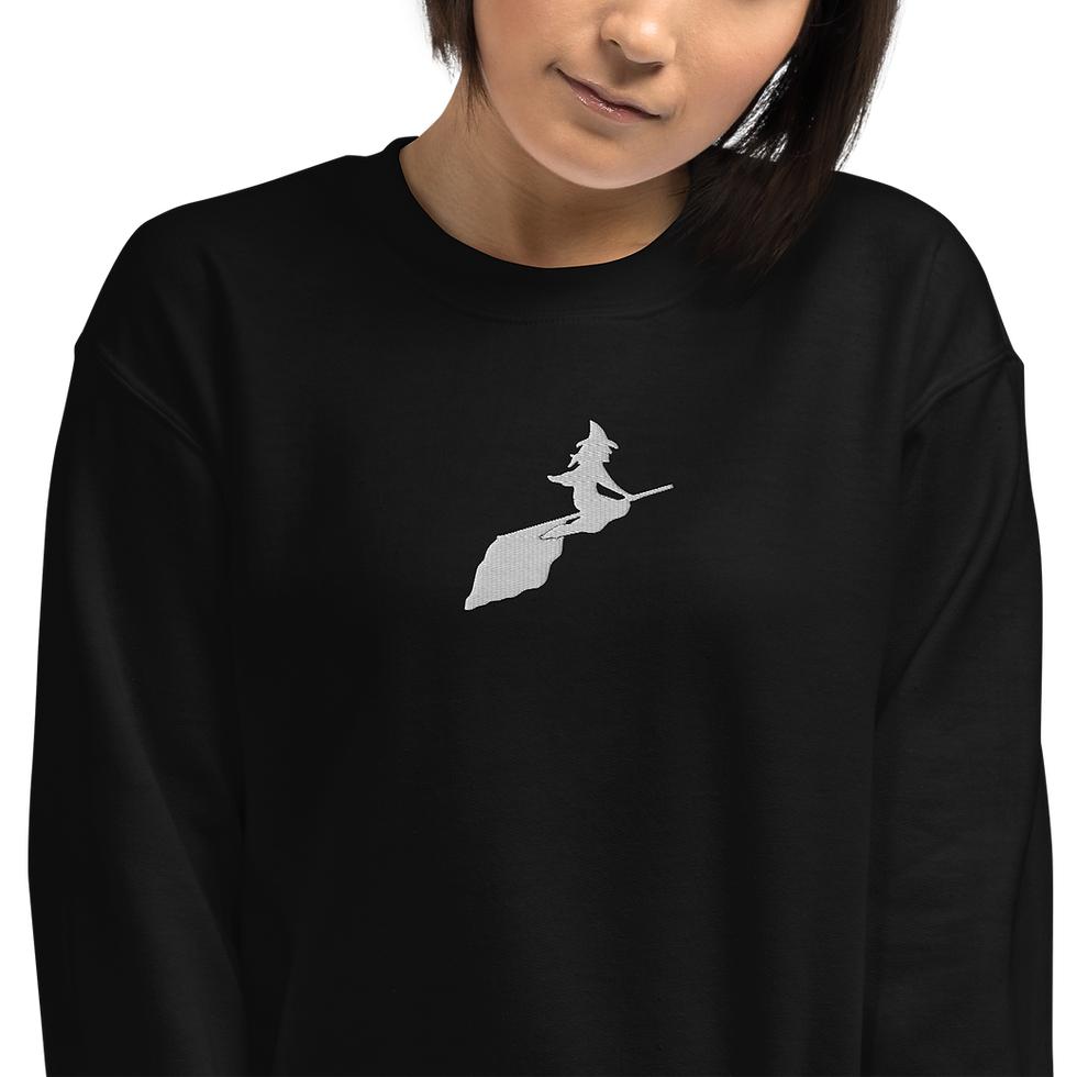 Thumbnail: Embroidered Witch riding flag Sweater