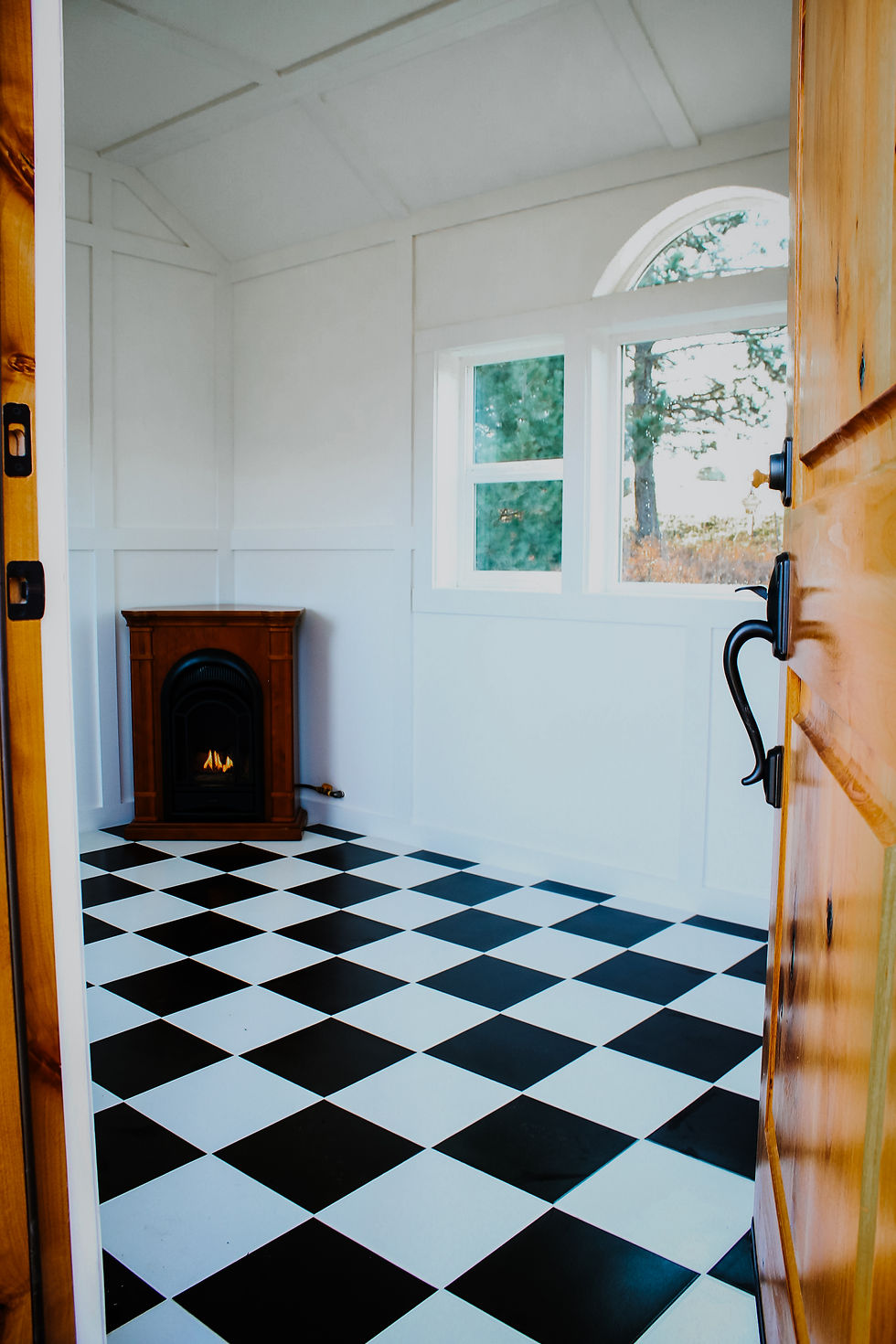 fireplace in tiny home