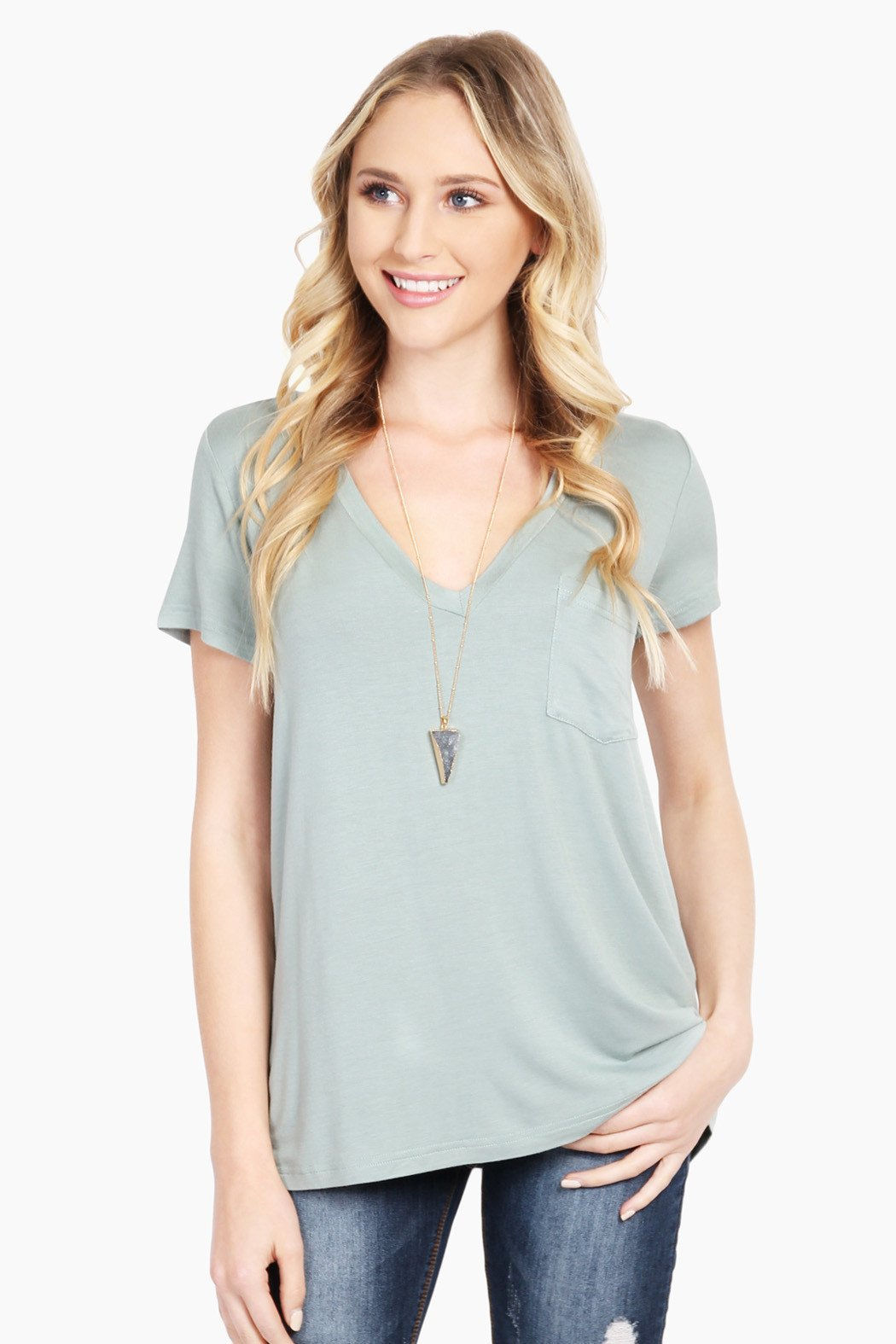 V-Neck Jersey Pocket Tee
