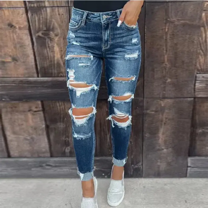 Thumbnail: Blue Fashion High WaistBaggy Jeans Women Pants Casual Jean