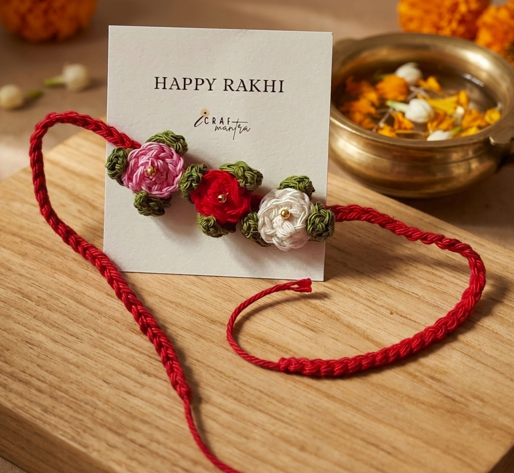 Crochet Rose Rakhi