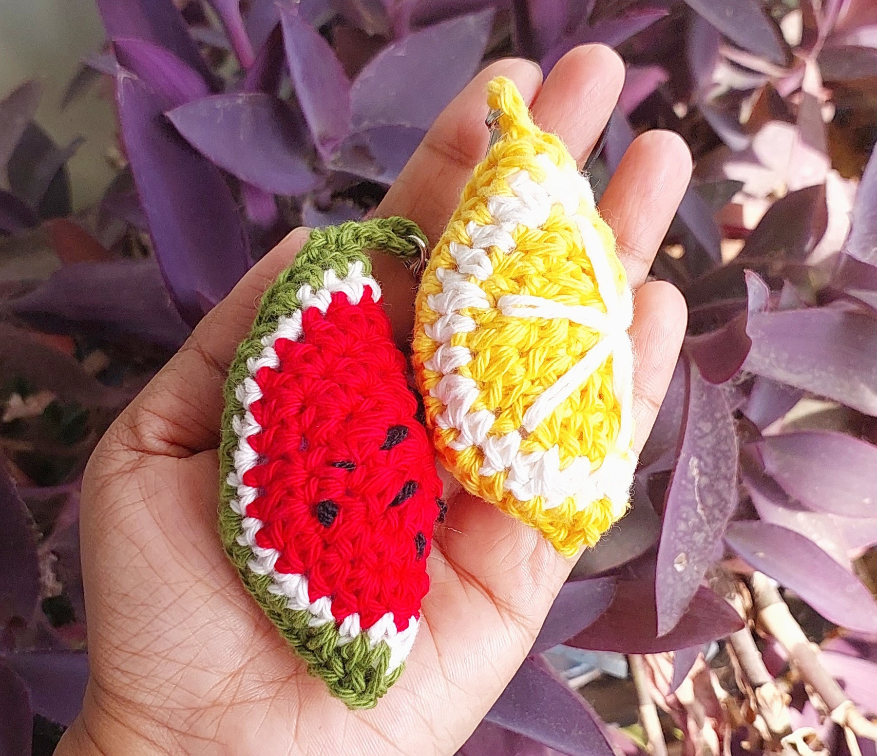 Crochet Watermelon and Lemon Charms 