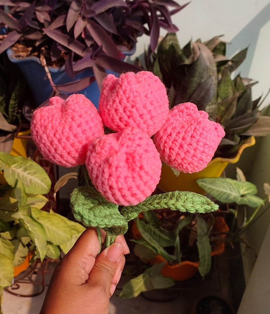 Crochet Pink Tulip Bouquet
