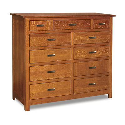 Amish Flush Mission 11 Drawer Double Chest of Drawers
