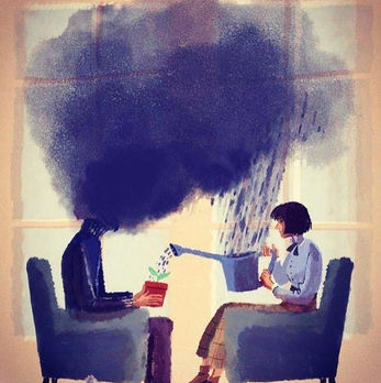 Psychanalyse et psychothérapie analytique, thérapie individuelle, face à face avec l'analyste, un travail à deux, quand la tristesse et le chagrin se transforment en nouveauté, en changement